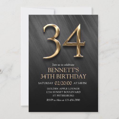 34th Birthday Invitation