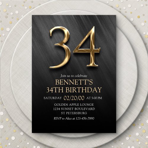 34th Birthday Invitation