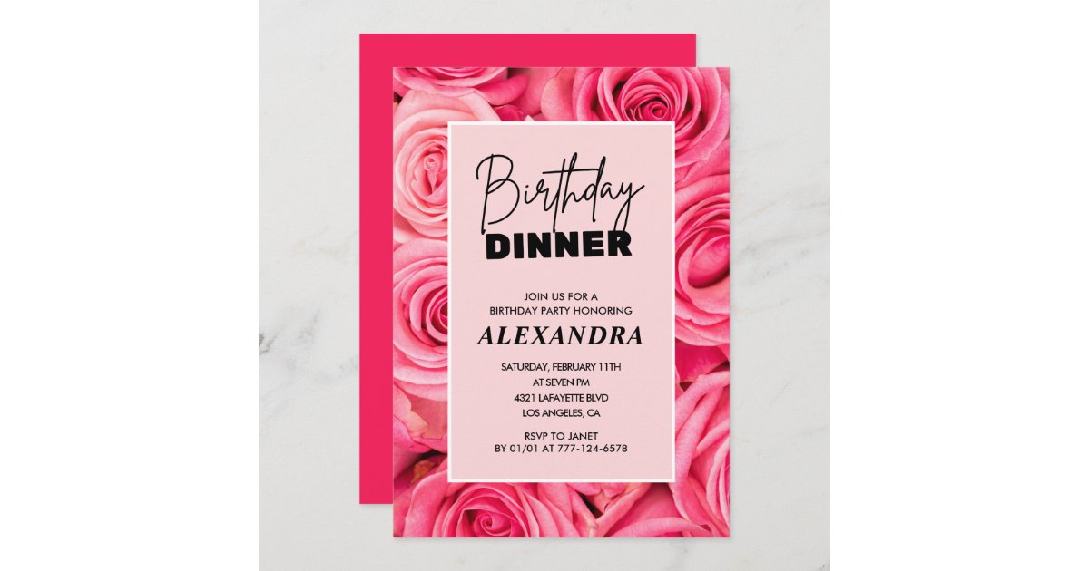 34th birthday invitations Birthday dinner Floral