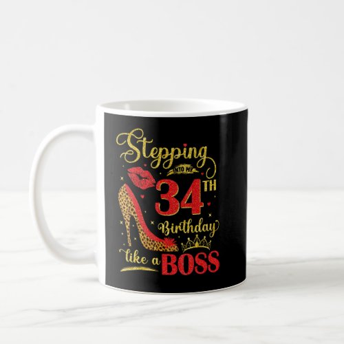34th Birthday Like a Boss Leopard Print 34 Years O Coffee Mug