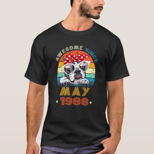 34th Birthday Love Boston Terrier 34 Years Since M T_Shirt