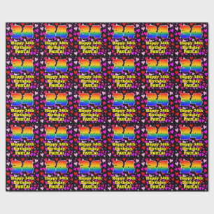 34th Birthday: Loving Hearts Pattern, Rainbow # 34 Wrapping Paper