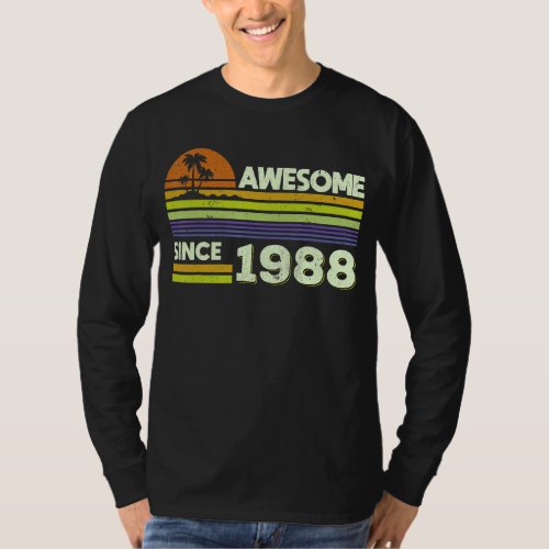 34th Birthday Men Women Awesome Since 1988 34 Year T_Shirt