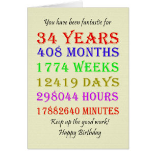 34th Birthday Milestones Cards