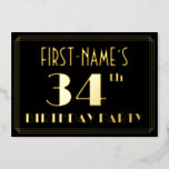 [ Thumbnail: 34th Birthday Party: Art Deco Look “34”, W/ Name Invitation ]