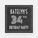 [ Thumbnail: 34th Birthday Party: Art Deco Style + Custom Name Napkins ]