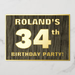 [ Thumbnail: 34th Birthday Party: Bold, Faux Wood Grain Pattern Invitation ]