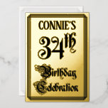 [ Thumbnail: 34th Birthday Party — Elegant Script + Custom Name Invitation ]