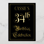 [ Thumbnail: 34th Birthday Party — Fancy Script & Custom Name Invitation ]