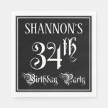 [ Thumbnail: 34th Birthday Party — Fancy Script + Custom Name Napkins ]