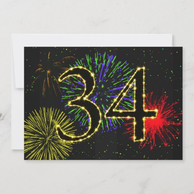 34th birthday party invitate invitation (Front)