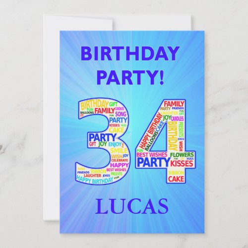 34th Birthday Party Invitation Add a Name