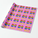 [ Thumbnail: 34th Birthday: Pink Stripes & Hearts, Rainbow # 34 Wrapping Paper ]
