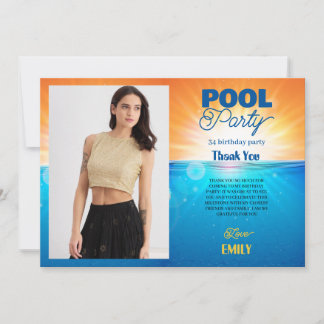 34th birthday pool party thank you card