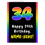 [ Thumbnail: 34th Birthday: Rainbow Spectrum # 34, Custom Name Card ]