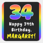 [ Thumbnail: 34th Birthday: Rainbow Spectrum # 34, Custom Name Sticker ]
