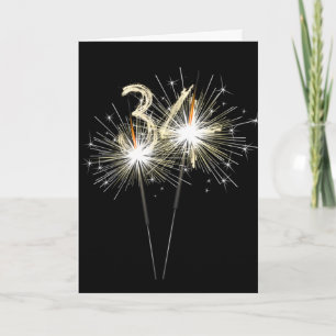 34th Birthday Sparklers on Black Card