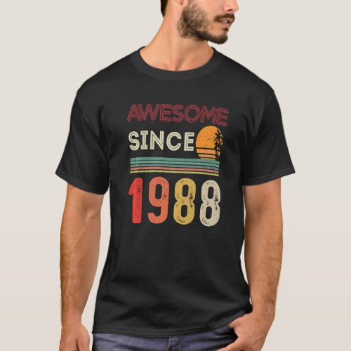 34th Birthday Vintage 1988 Born In 1988 Awesome Si T_Shirt