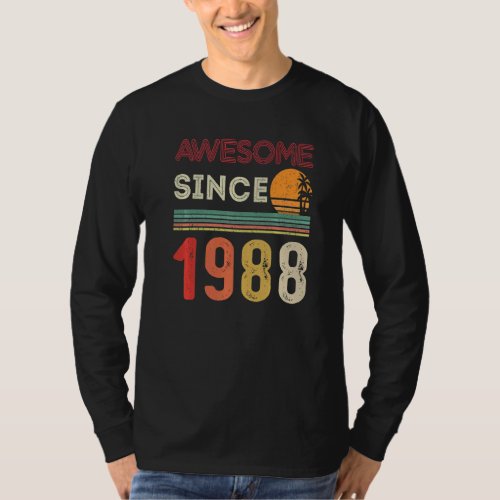 34th Birthday Vintage 1988 Born In 1988 Awesome Si T_Shirt
