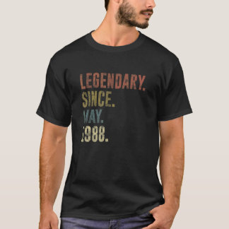 34th Birthday Vintage Legendary Since May 1988 T-Shirt