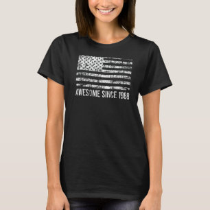 34th Birthday Vintage Usa Flag Awesome Since 1988 T-Shirt