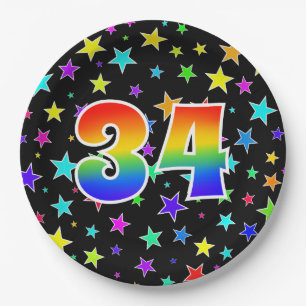 34th Event: Bold, Fun, Colorful Rainbow 34 Paper Plates