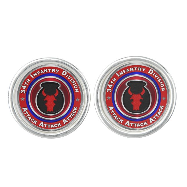 34th Infantry Division  Cufflinks (Front)