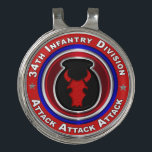 34th Infantry Division Custom Design Golf Hat Clip<br><div class="desc">Display your pride for the 34th Infantry Division "Attack, Attack, Attack!" Very unique design gift for anyone looking for that one of a kind special gift. This uniquely designed 34th Infantry Division Keepsake Christmas Ornament makes a wonderful gift for your Favorite 34th Infantry Division Soldier! The 34th Infantry Division is...</div>