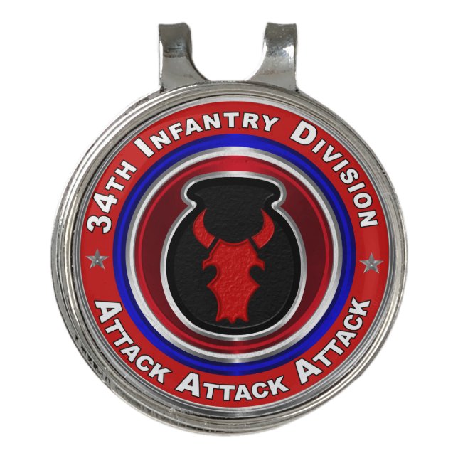 34th Infantry Division Custom Design Golf Hat Clip (Front)