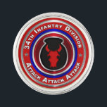 34th Infantry Division Custom Design Lapel Pin<br><div class="desc">Display your pride for the 34th Infantry Division "Attack, Attack, Attack!" Very unique design gift for anyone looking for that one of a kind special gift. This uniquely designed 34th Infantry Division Keepsake Christmas Ornament makes a wonderful gift for your Favorite 34th Infantry Division Soldier! The 34th Infantry Division is...</div>