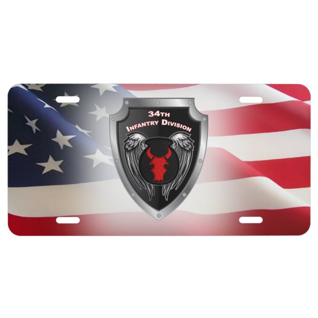 34th Infantry Division Customized Shield License Plate (Front)