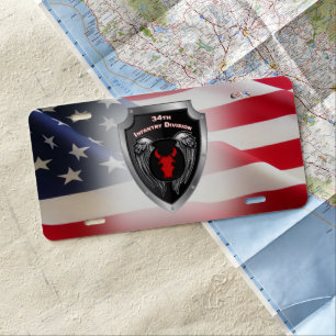 34th Infantry Division Customized Shield  License Plate