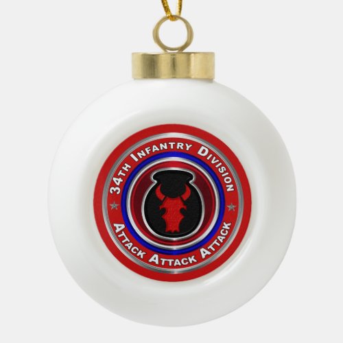 34th Infantry Division Keepsake Ceramic Ball Christmas Ornament