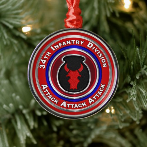 34th Infantry Division Keepsake Christmas Metal Ornament