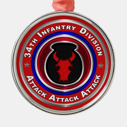 34th Infantry Division Keepsake Christmas Metal Ornament