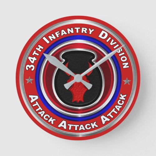 34th Infantry Division Keepsake Round Clock