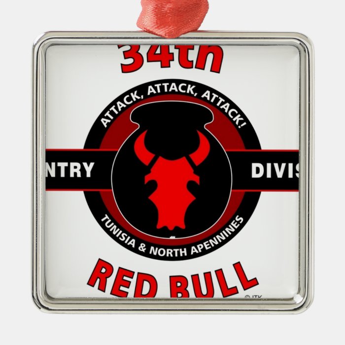 34TH INFANTRY DIVISION" RED BULL" CHRISTMAS TREE ORNAMENTS