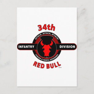 34TH INFANTRY DIVISION" RED BULL" POSTCARD