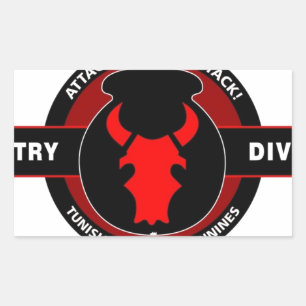 34TH INFANTRY DIVISION" RED BULL" RECTANGULAR STICKER