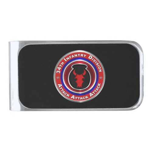 34th Infantry Division Veteran Silver Finish Money Clip