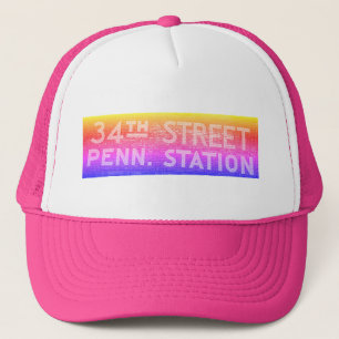 34th Street New York, NY Tile Train Station Sign Trucker Hat
