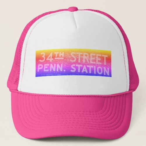 34th Street New York NY Tile Train Station Sign Trucker Hat