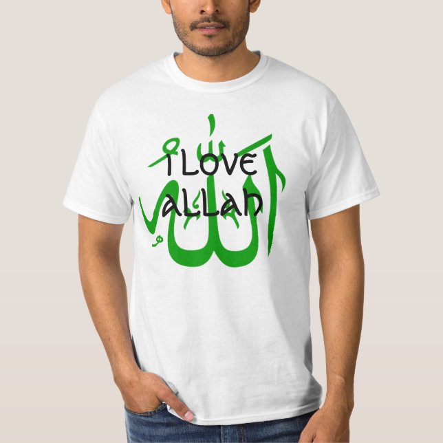 350px-Allah-green_svg, I LOVE ALLAH T-Shirt (Front)