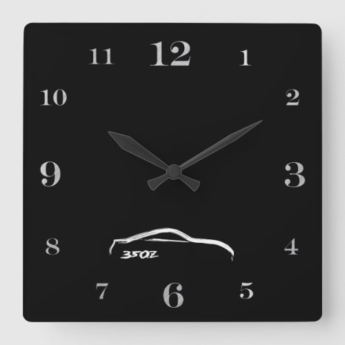 350Z white brushstroke logo Square Wall Clock