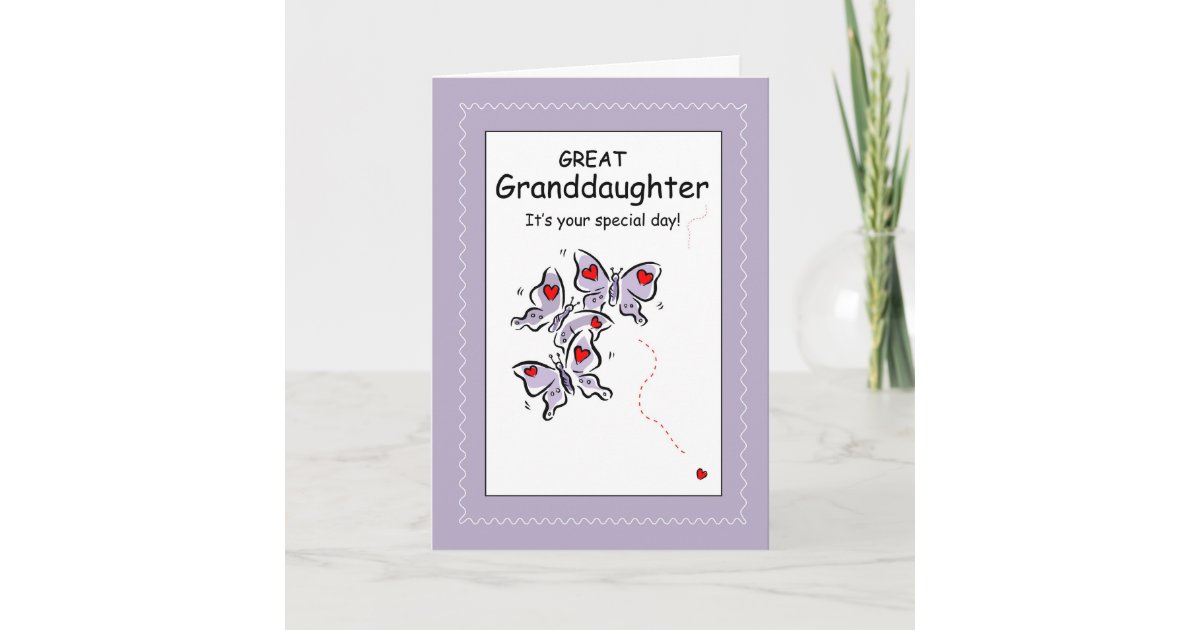 3542 Great Granddaughter Butterflies Birthday Card | Zazzle