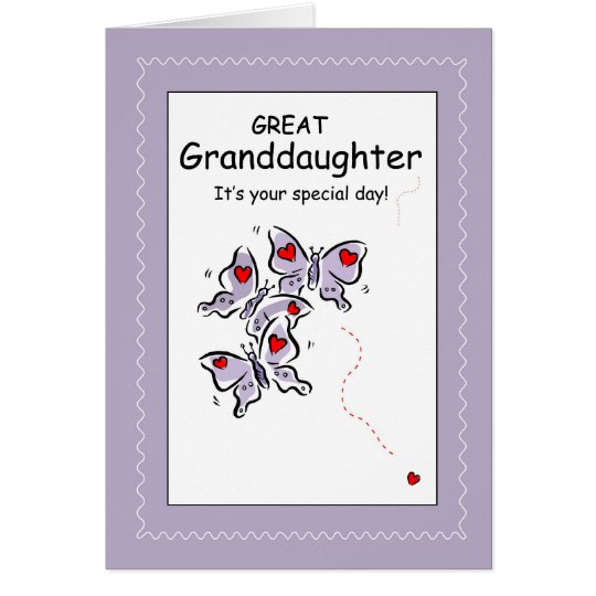 3542 Great Granddaughter Butterflies Birthday Card | Zazzle.com