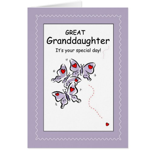 3542 Great Granddaughter Butterflies Birthday Greeting Card | Zazzle