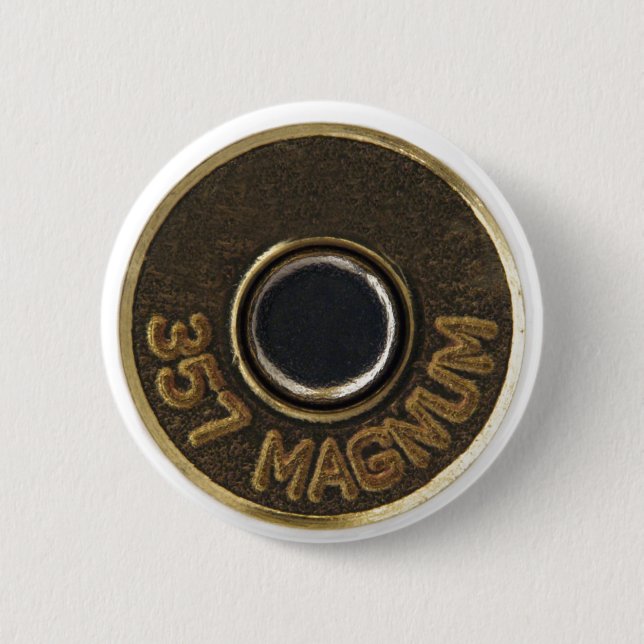 357 Magnum brass shell casing Pinback Button (Front)