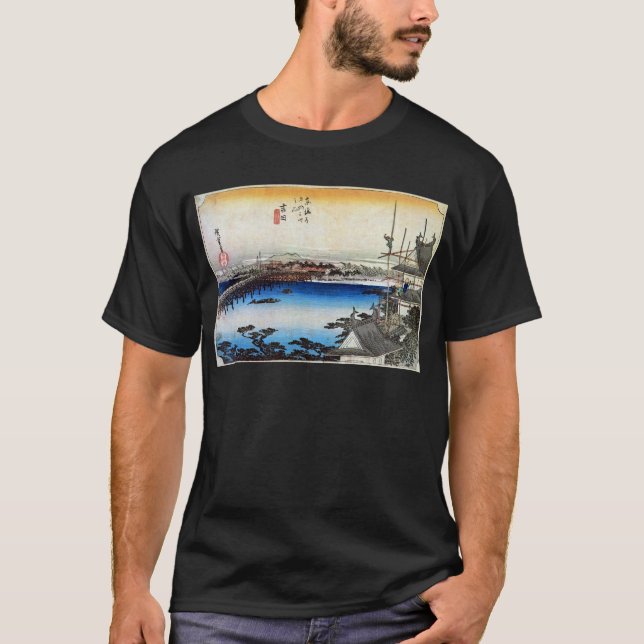 35. 吉田宿, 広重 Yoshida-juku, Hiroshige, Ukiyo-e T-Shirt (Front)