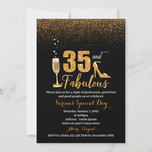 35 and Fabulous Birthday Invitation for Women